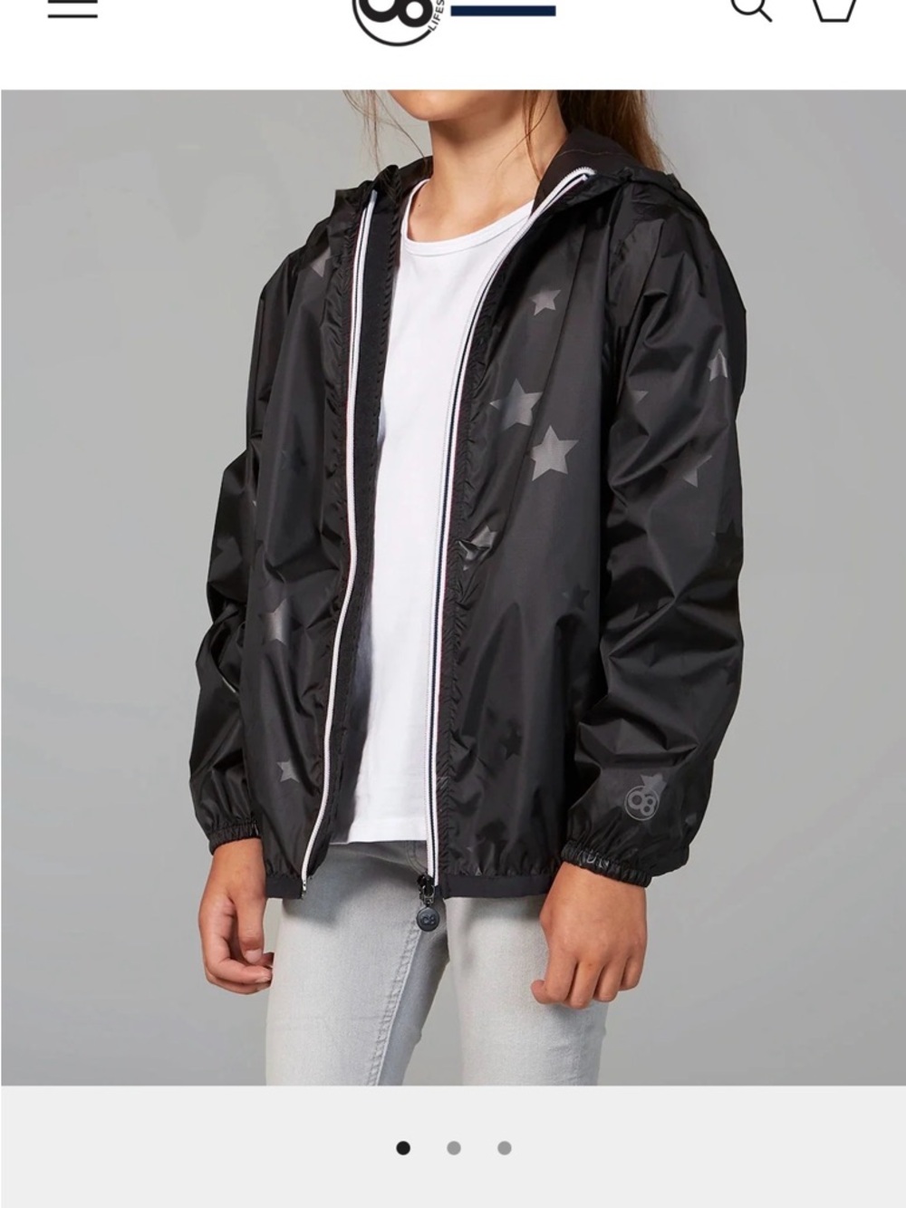 Kids Black Star-Print Hooded Raincoat by O8